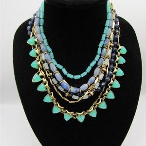Stella & Dot  Sutton Blue Green Beaded Multi Strand Convertible Necklace
